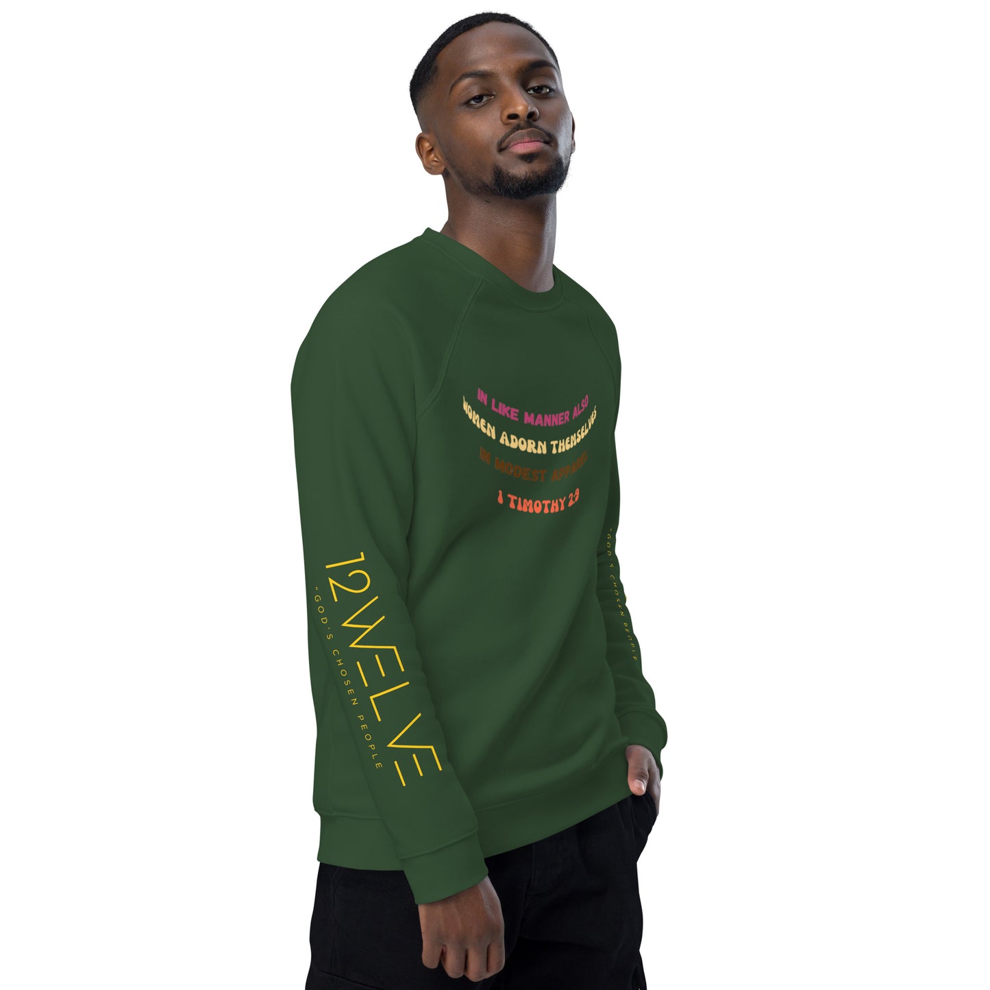 Unisex organic raglan sweatshirt