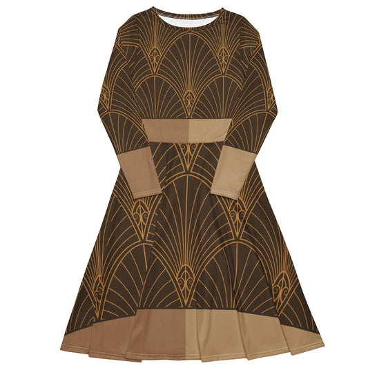 Women's Printed Midi Dress | Long Sleeve Midi Dress | 12Telve